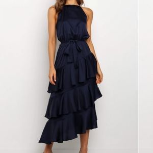 Petal & Pup Navy Asymmetrical Dress
